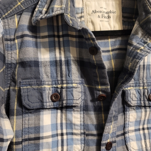 Abercrombie & Fitch Flannel Shirt Mens Sz S Blue Multi Muscle Long Sleeve Plaid - Picture 6 of 8